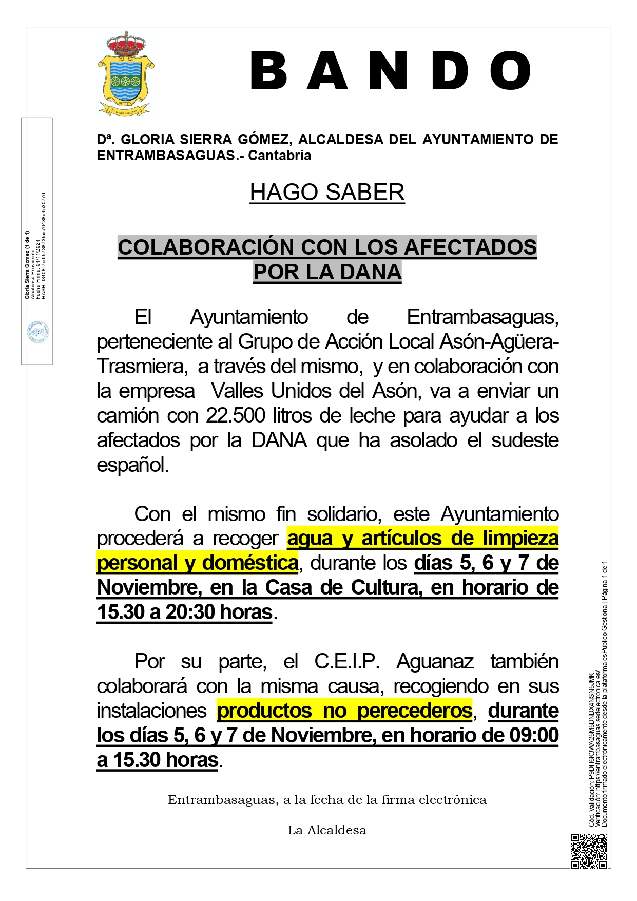 BANDO, colaboración con los afectados por la DANA.