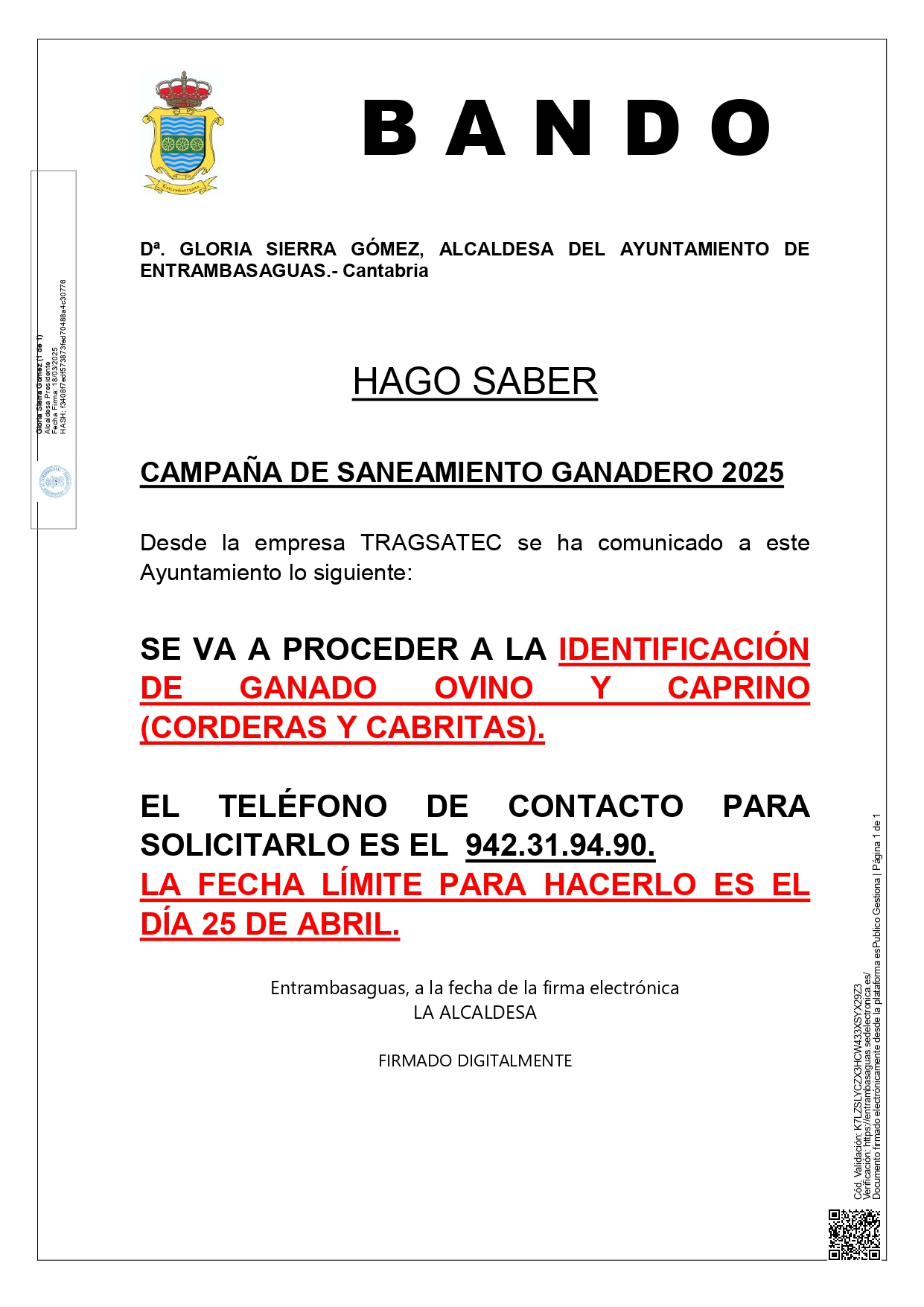 Bando. Campaña de saneamiento ganadero 2025.
