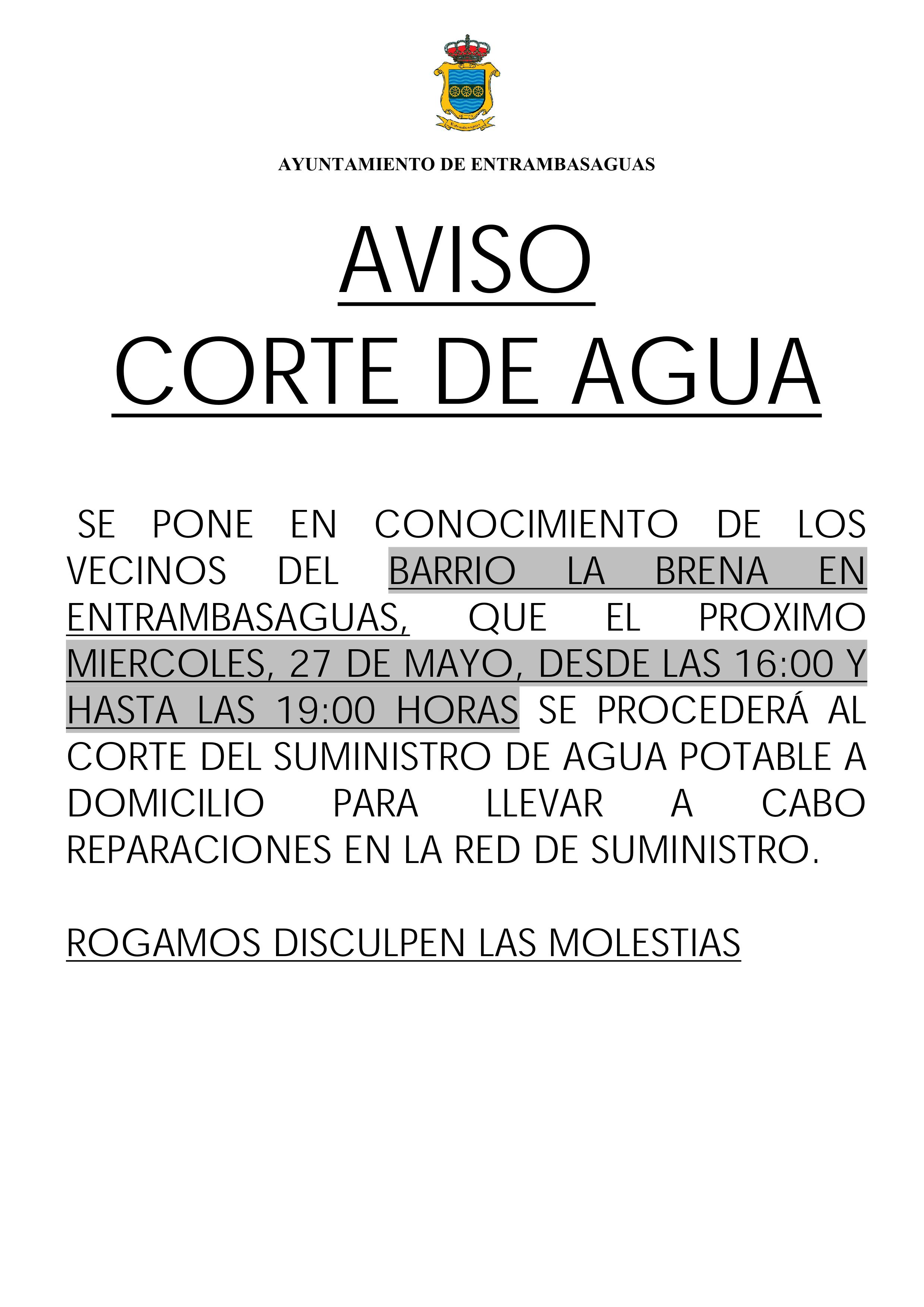 corte de agua