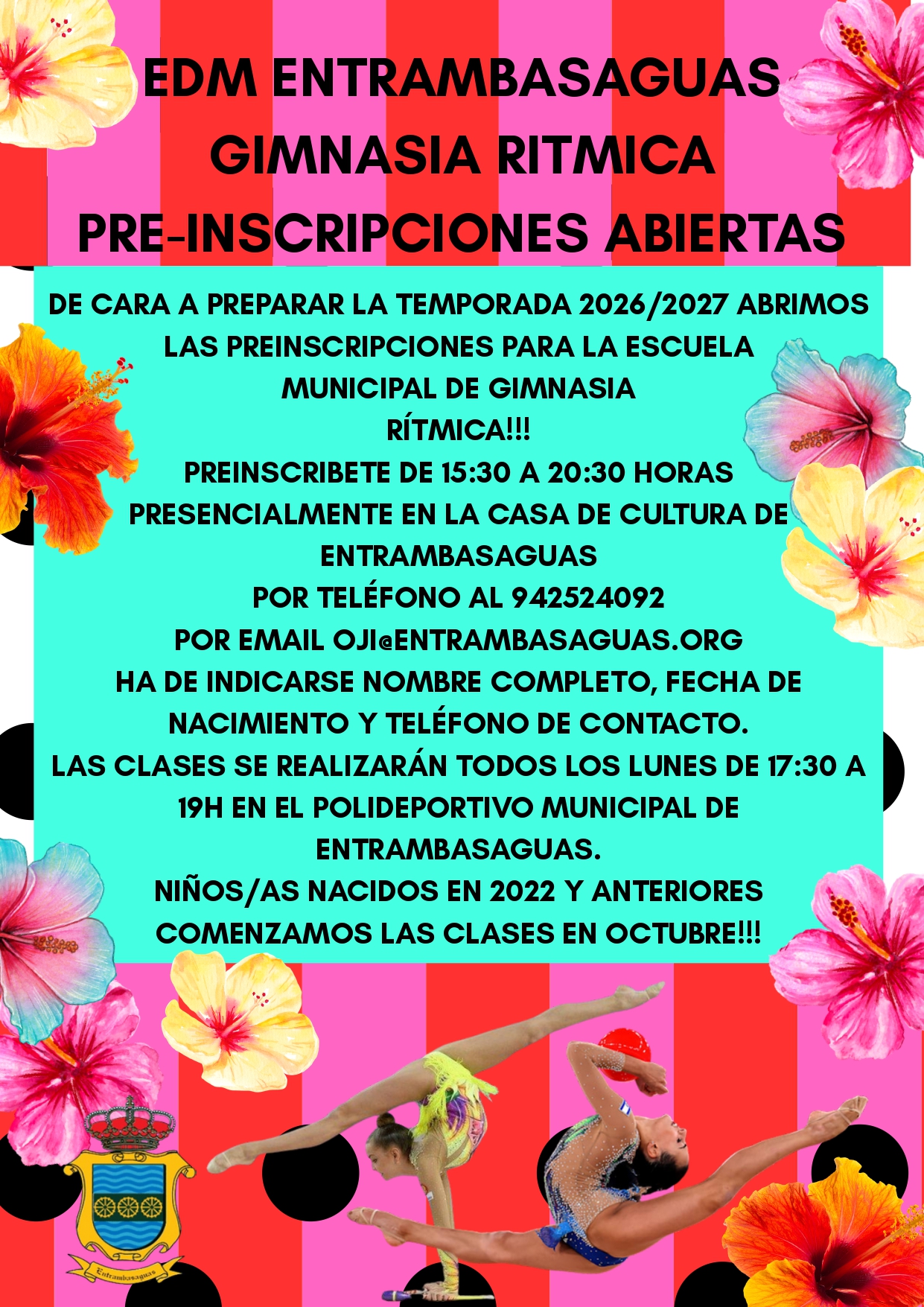 Preinscripción Escuela Municipal de Gimnasia, temporada 2026 - 2027