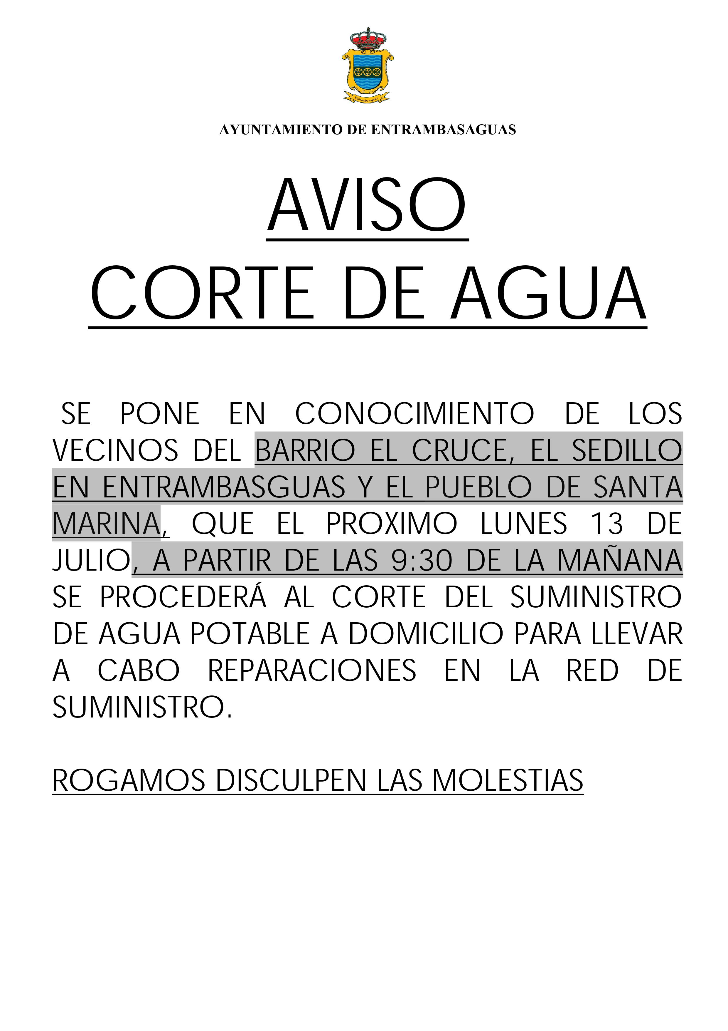 corte de agua