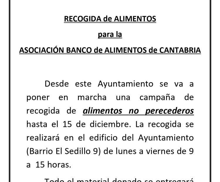 Recogida de alimentos para la asociación Banco de Alimentos de Cantabria.