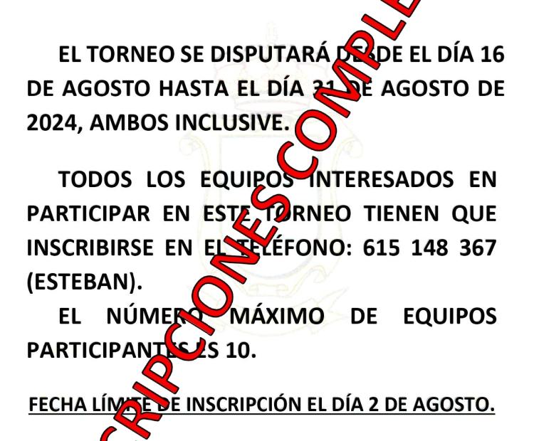 Torneo de Fútbol sala, San Vicente 2024. Inscripciones completas.