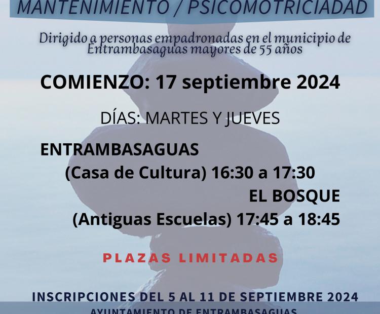 Taller de gimnasia de mantenimiento, psicomotricidad.