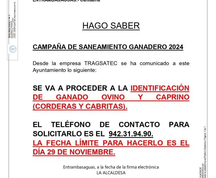 Campaña de saneamiento ganadero 2024.