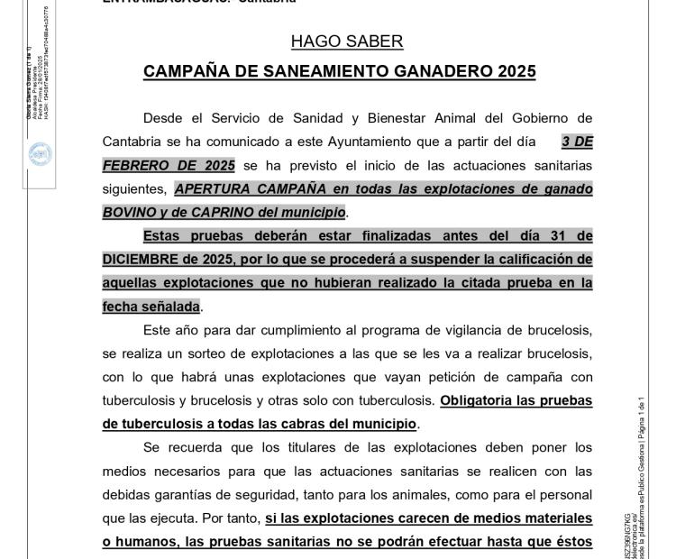 Campaña de saneamiento ganadero 2025