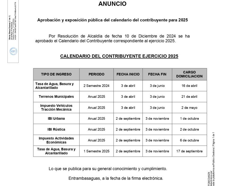 Calendario del Contribuyente 2025