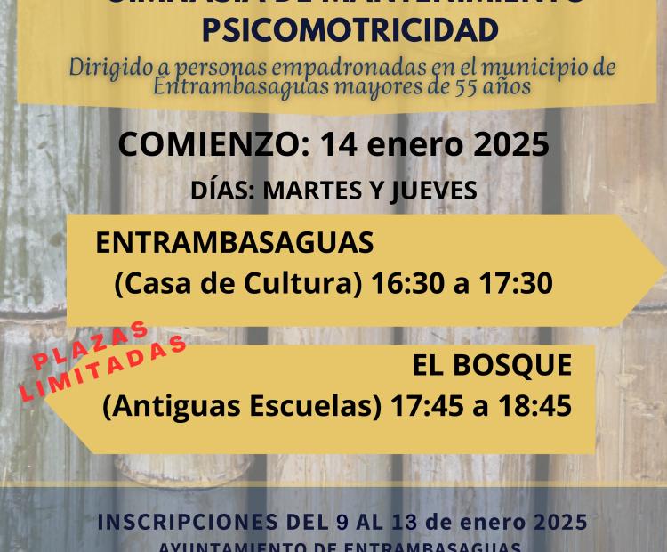 Taller de gimnasia de mantenimiento, psicomotricidad.